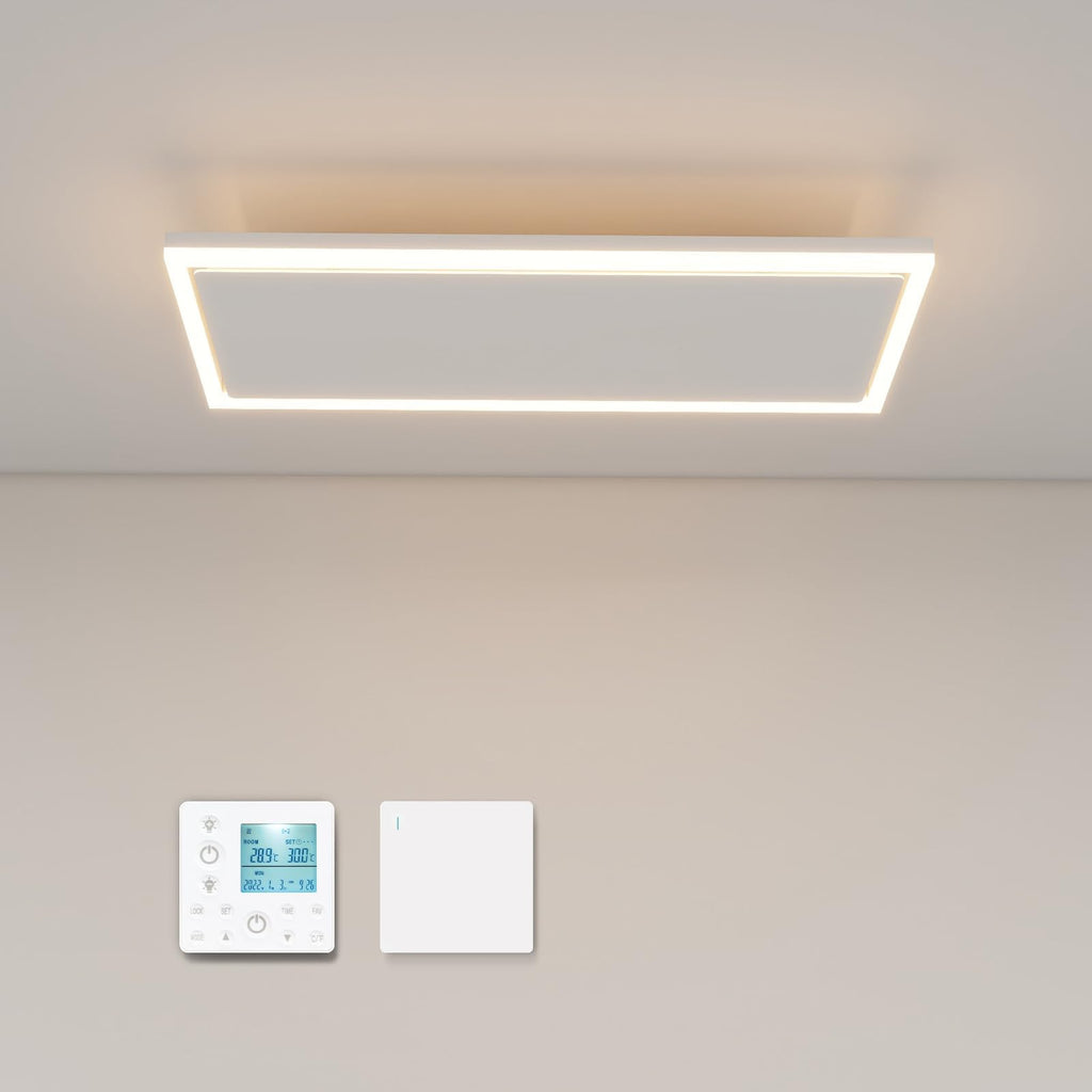 Modern Infrared Ceiling Heater with Thermostat and Optional LED Lighting