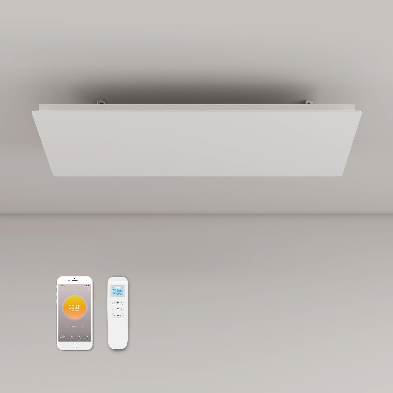 Modern Infrared Ceiling Heater with Thermostat and Optional LED Lighting