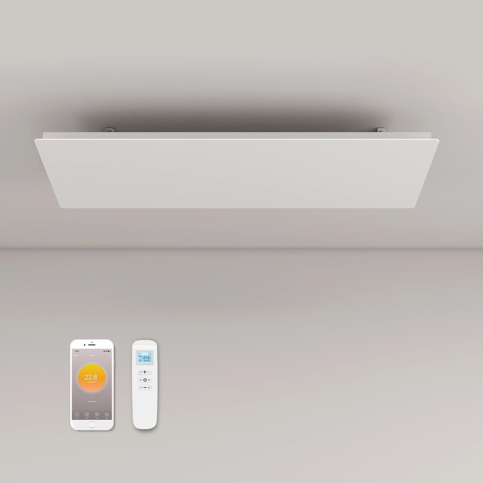 Modern Infrared Ceiling Heater with Thermostat and Optional LED Lighting