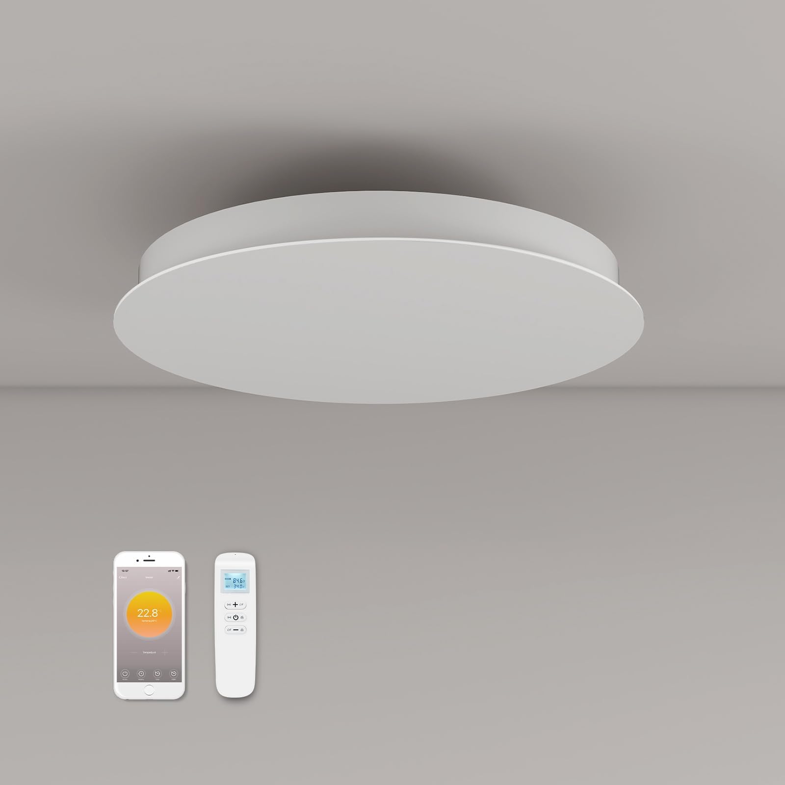 Round Infrared Ceiling Heater with LED Lighting & Thermostat