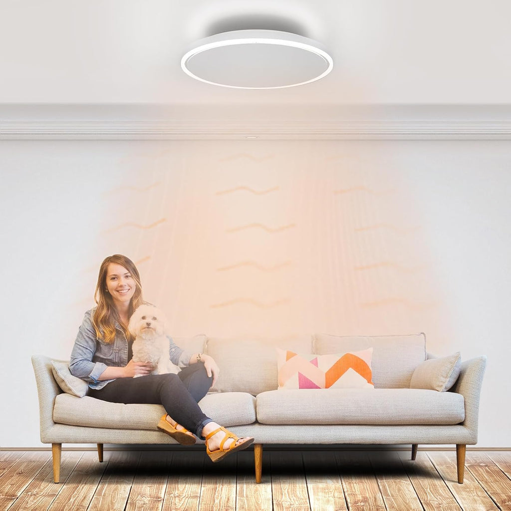 Round Infrared Ceiling Heater with LED Lighting & Thermostat