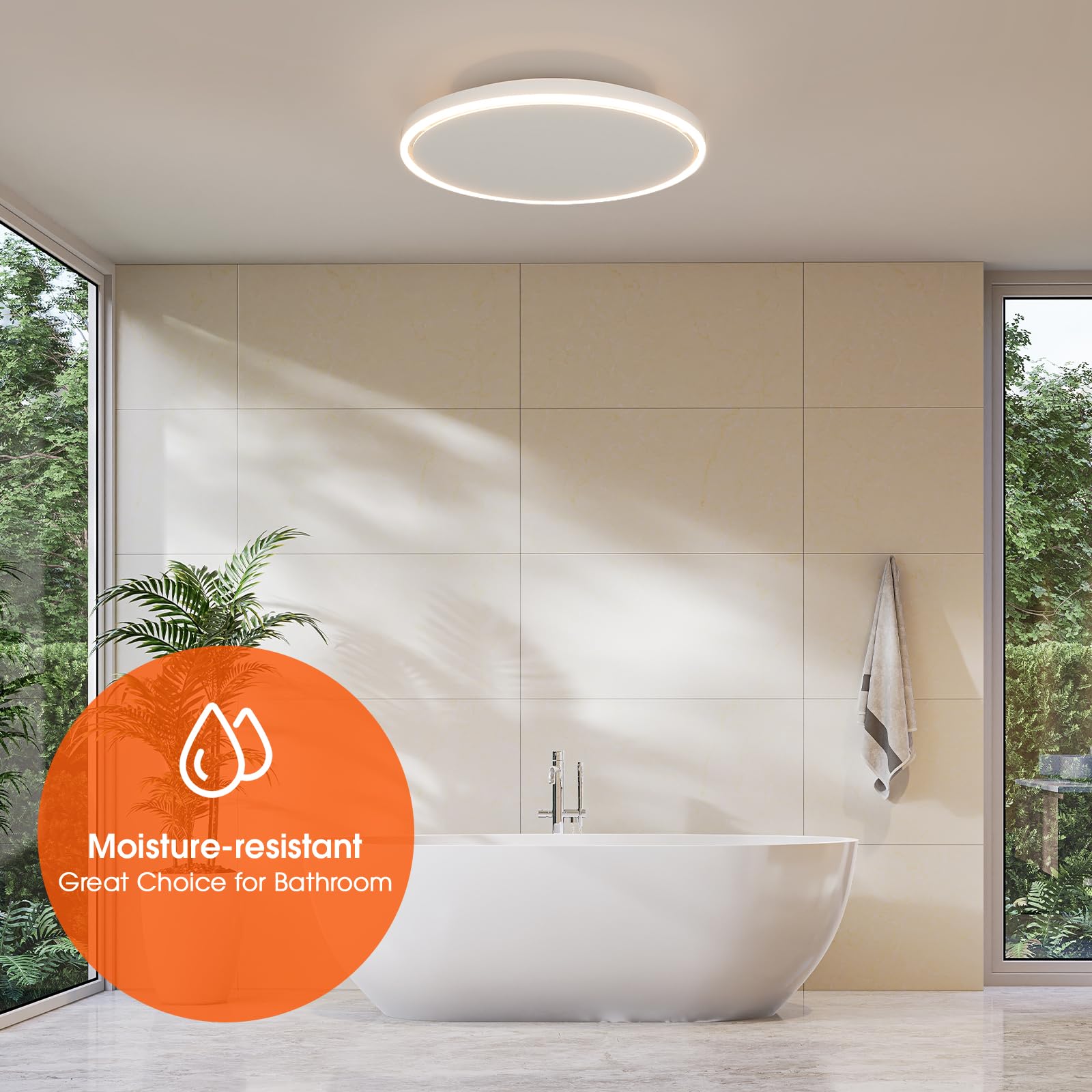 Round Infrared Ceiling Heater with LED Lighting & Thermostat