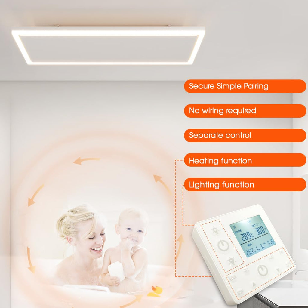 Modern Infrared Ceiling Heater with Thermostat and Optional LED Lighting