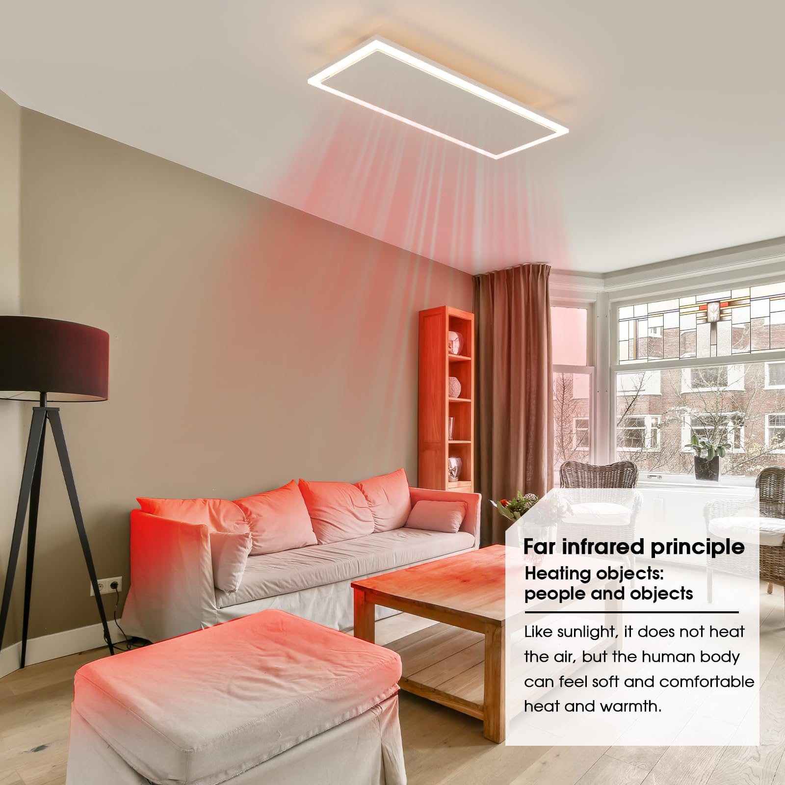 Modern Infrared Ceiling Heater with Thermostat and Optional LED Lighting