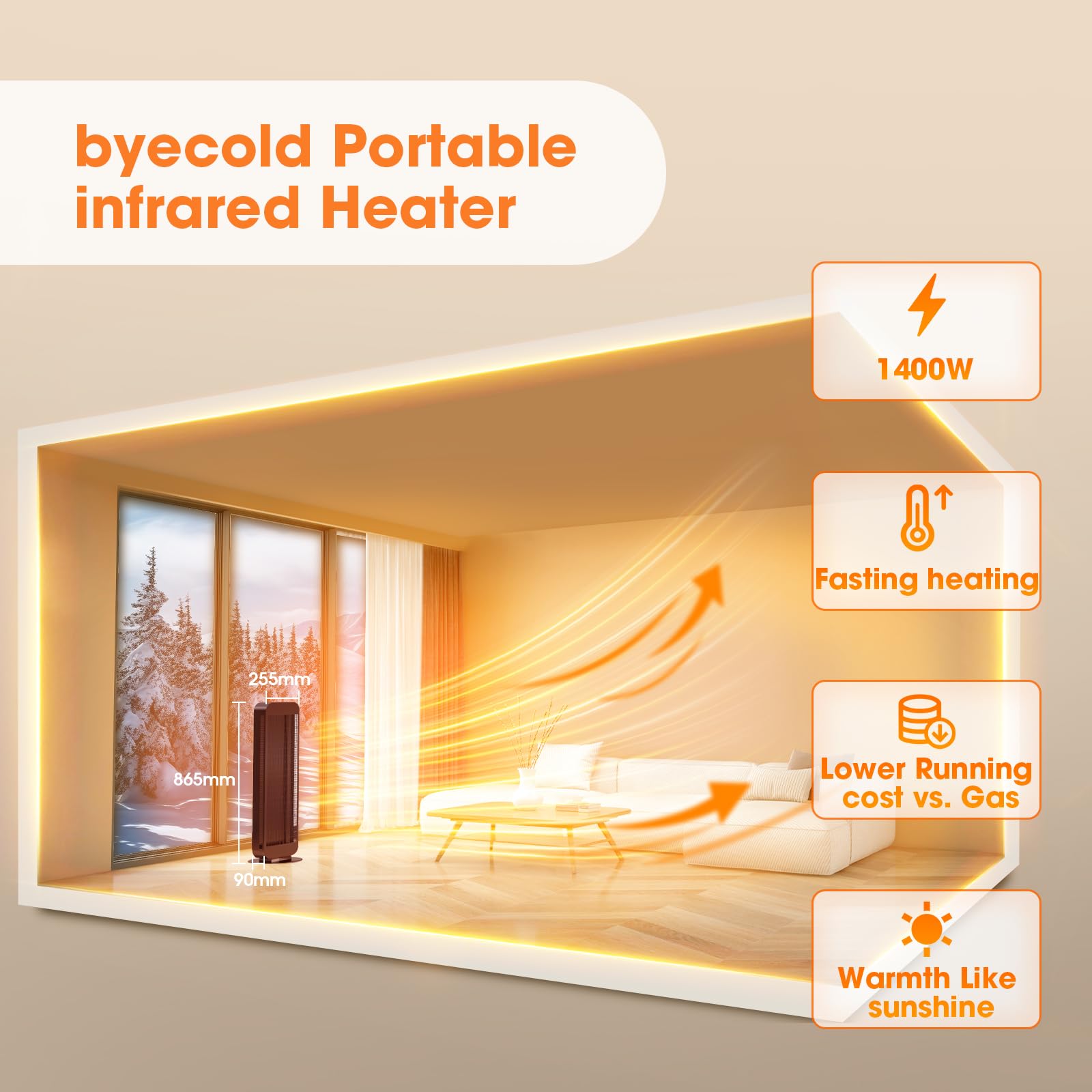 1400W Portable IR Freestanding Heater for Indoor & Patio