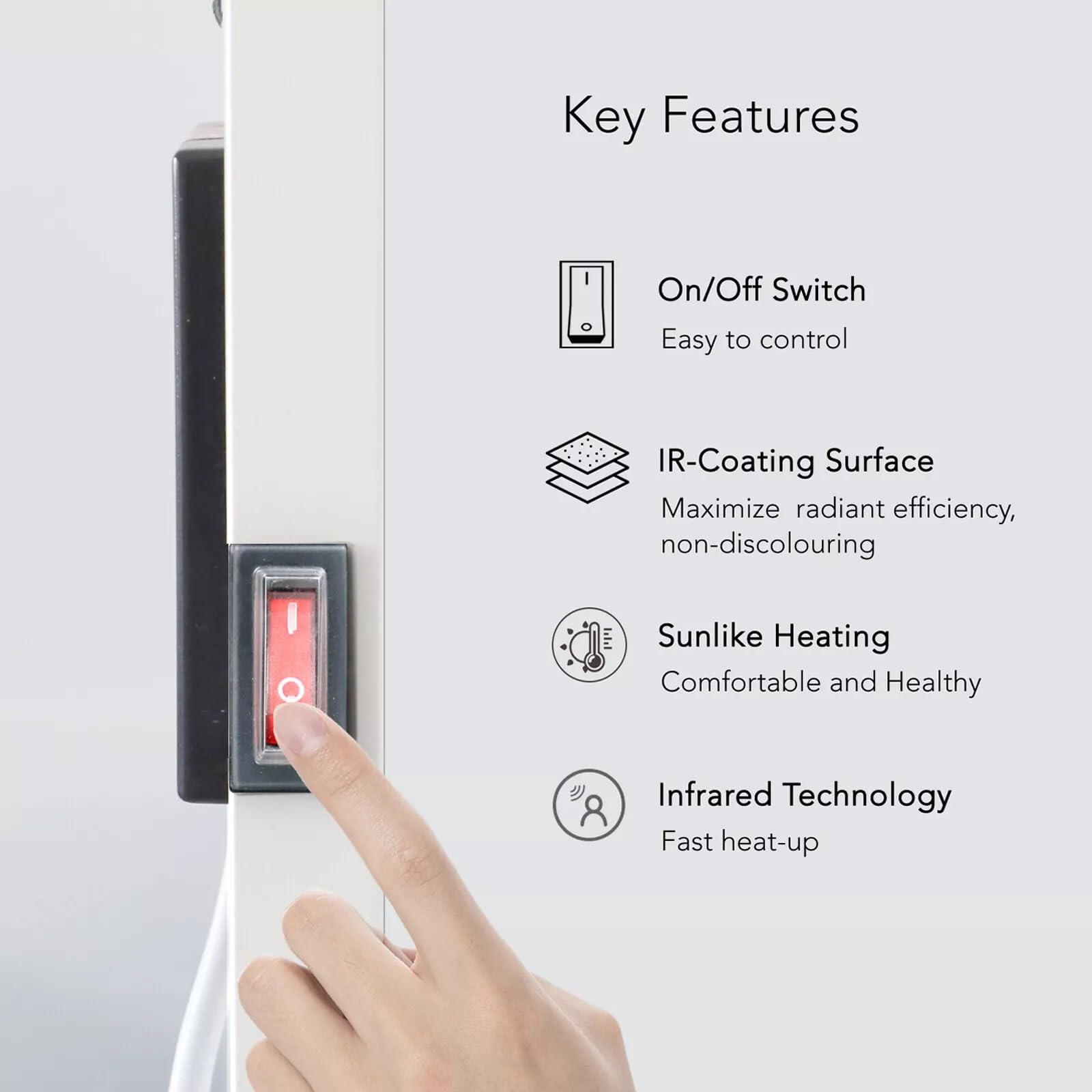 Free Standing Infrared Panel Heater with Switch Control