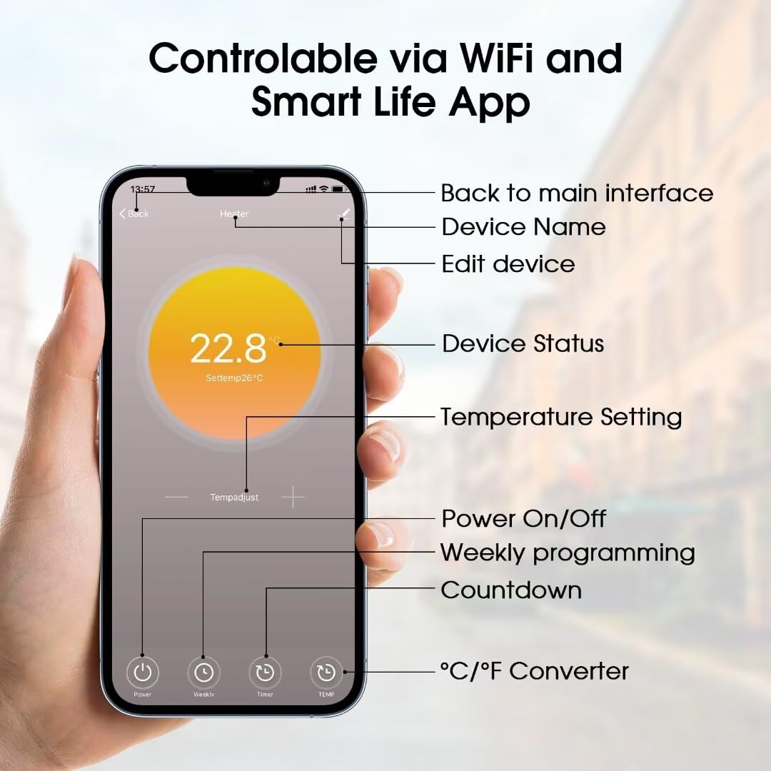 Far Infrared Wall Heater with WLAN & Remote Contol and Built-in Thermostat