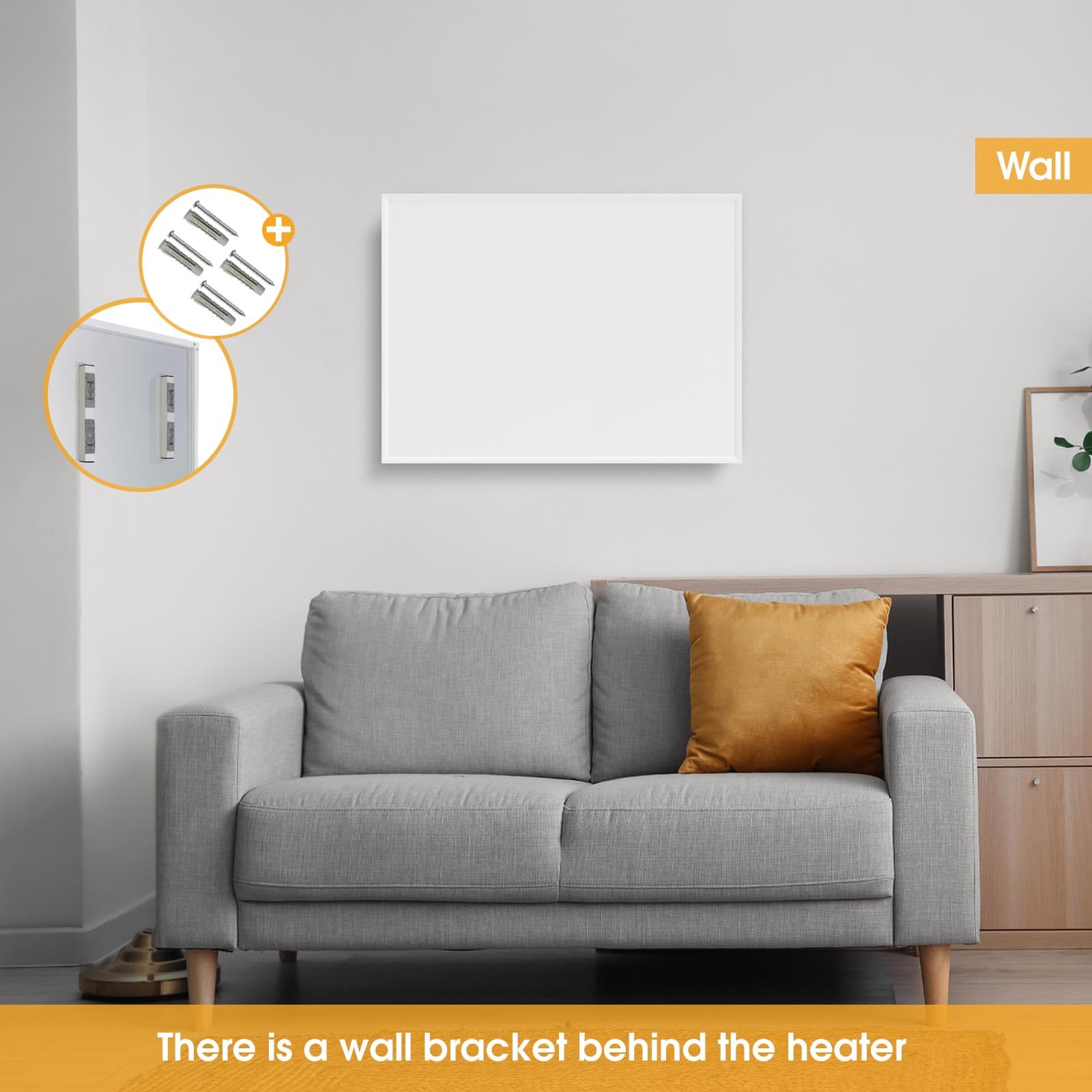 Far Infrared Wall Heater with WLAN & Remote Contol and Built-in Thermostat