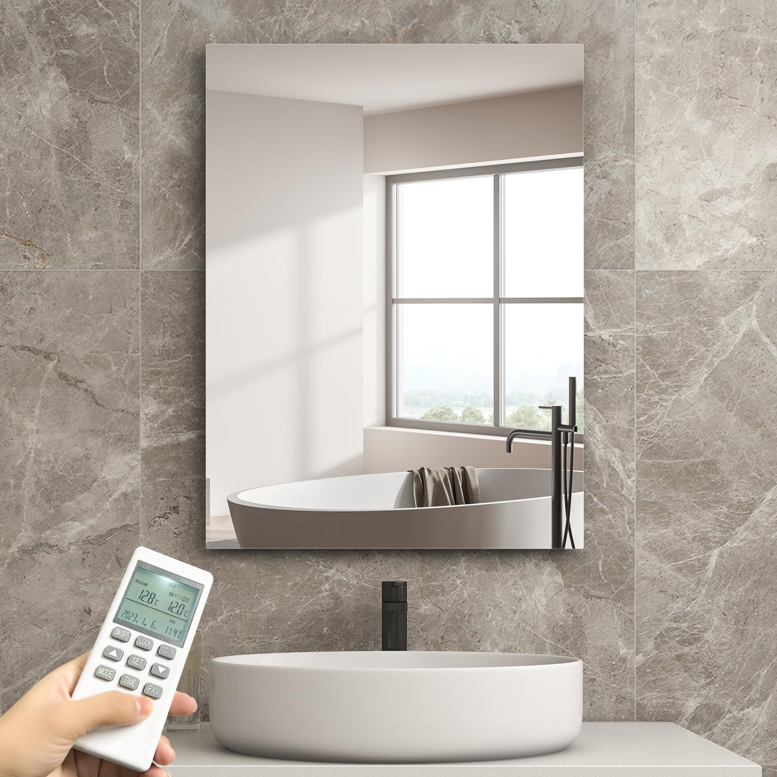 Infrared Bathroom Mirror Heater with Optional LED Light
