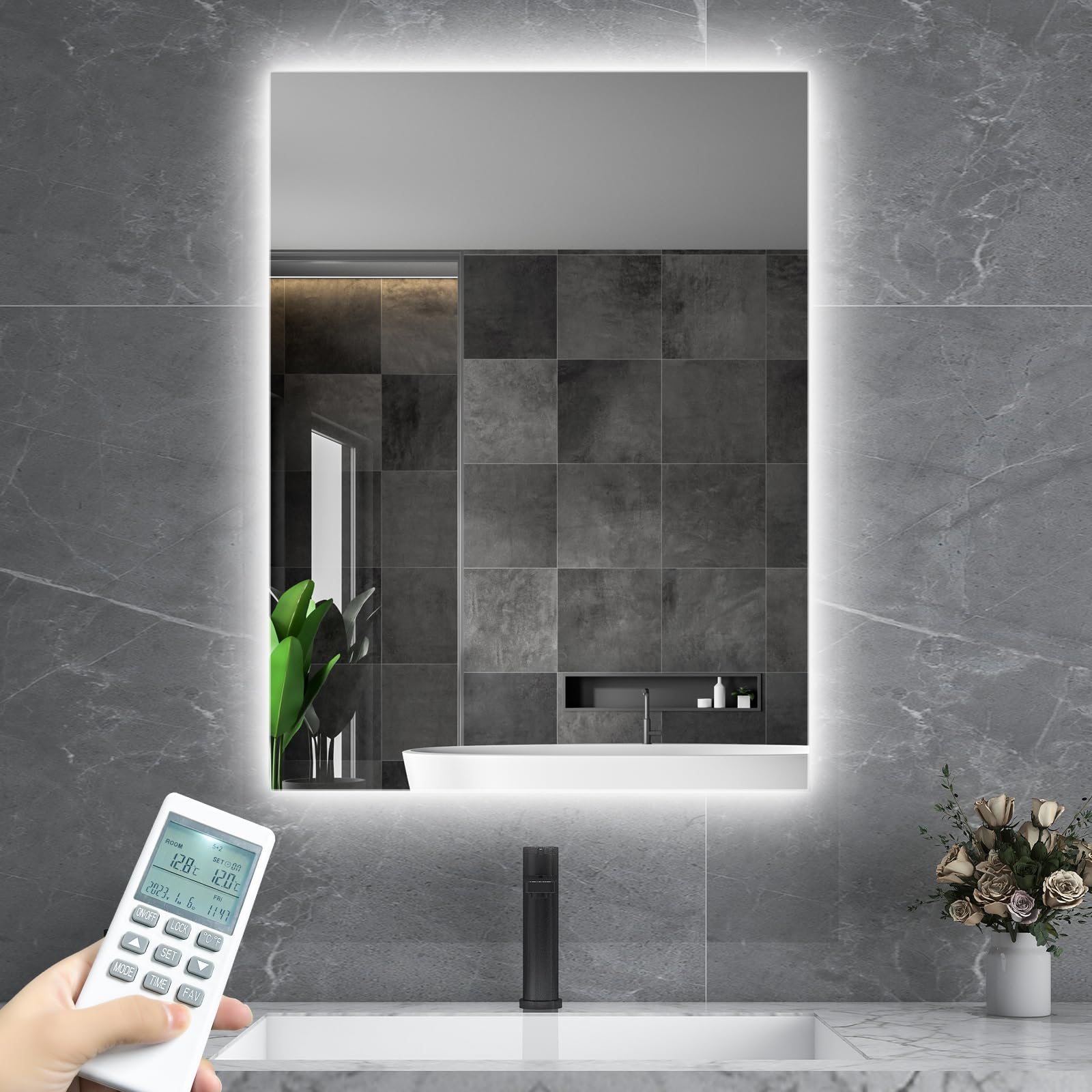 Infrared Bathroom Mirror Heater with Optional LED Light