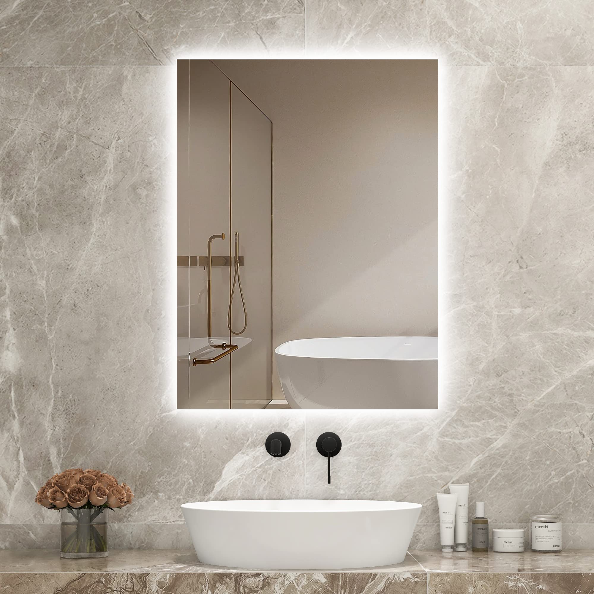 Infrared Bathroom Mirror Heater with Optional LED Light