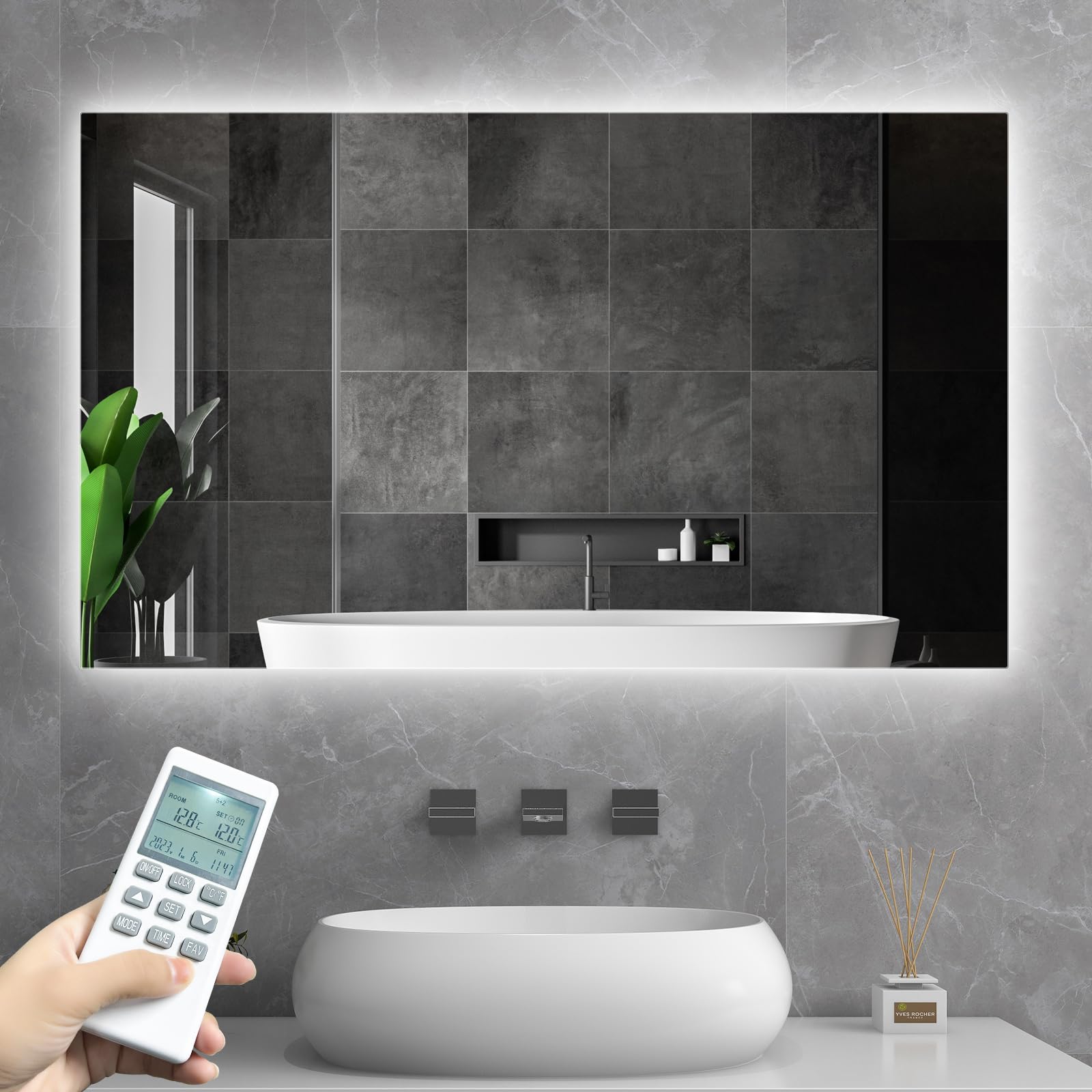 Infrared Bathroom Mirror Heater with Optional LED Light