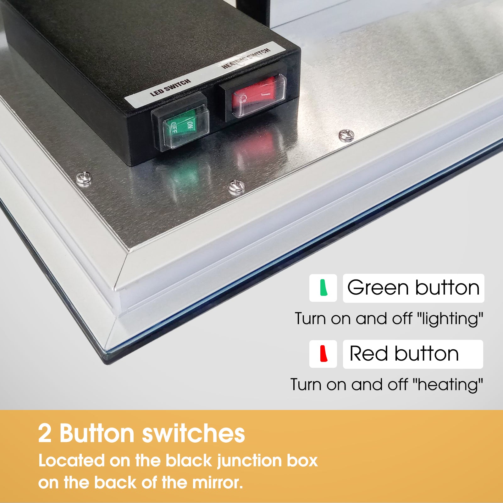 Infrared Bathroom Mirror Heater with Optional LED Light