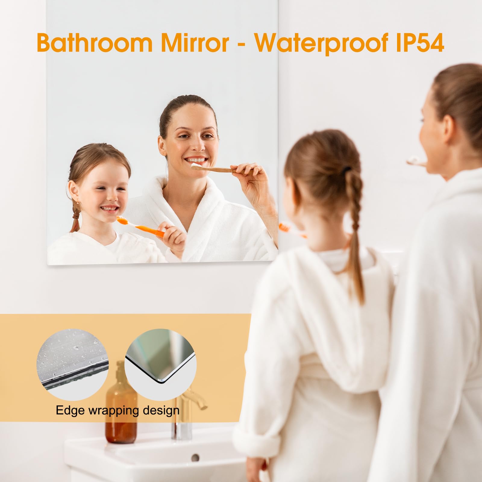 Infrared Bathroom Mirror Heater with Optional LED Light