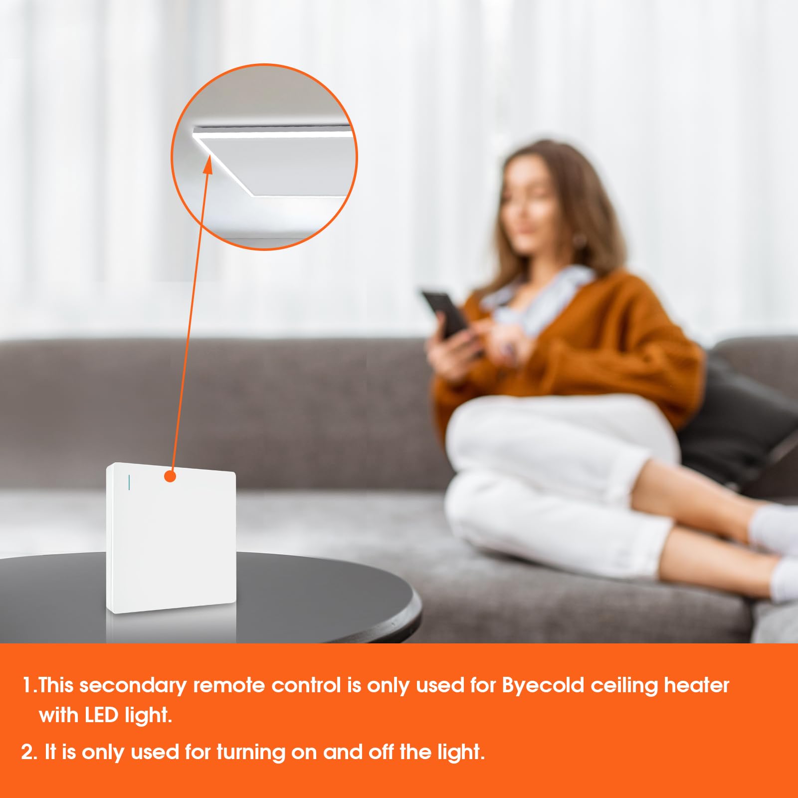 Secondary Remote Control for Controlling the Light of the Byecold LED Ceiling Heater